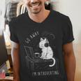 Introvert Cat With Coffee On Computer Antisocial Emo Goth Men's V-Neck T-Shirt Introvert Cat With Coffee On Computer Antisocial Emo Goth Men's V-Neck T-Shirt