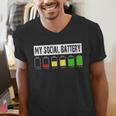 Introvert My Social Battery Low Level Graphic Men's V-Neck T-Shirt Introvert My Social Battery Low Level Graphic Men's V-Neck T-Shirt