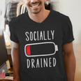 Introvert Socially Drained Battery Men's V-Neck T-Shirt
