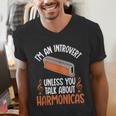 Im An Introvert Unless You Talk About Harmonicas Men's V-Neck T-Shirt