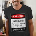 Introvert Warning Danger Do Not Pet Disturb Anti-Social Men's V-Neck T-Shirt Introvert Warning Danger Do Not Pet Disturb Anti-Social Men's V-Neck T-Shirt