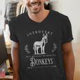 Introvert But Willing To Discuss Donkeys Vintage Retro Men's V-Neck T-Shirt Introvert But Willing To Discuss Donkeys Vintage Retro Men's V-Neck T-Shirt