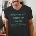 Introvert But Willing To Discuss Hand Lettering Men's V-Neck T-Shirt Introvert But Willing To Discuss Hand Lettering Men's V-Neck T-Shirt