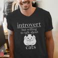 Introvert But Willing To Talk About Cats Men's V-Neck T-Shirt Introvert But Willing To Talk About Cats Men's V-Neck T-Shirt