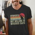 Introverted But Willing To Discuss Cats Kitten Pet Lover Men's V-Neck T-Shirt Introverted But Willing To Discuss Cats Kitten Pet Lover Men's V-Neck T-Shirt