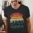 Introverted But Willing To Discuss Cats Men's V-Neck T-Shirt Introverted But Willing To Discuss Cats Men's V-Neck T-Shirt
