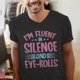 Introverts I'm Fluent In Silence And Eye-Rolls Men's V-Neck T-Shirt Introverts I'm Fluent In Silence And Eye-Rolls Men's V-Neck T-Shirt