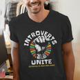 Introverts Unite Separately Own Homes Emblem Men's V-Neck T-Shirt Introverts Unite Separately Own Homes Emblem Men's V-Neck T-Shirt
