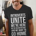 Introverts Unite We'Re Here We'Re Uncomfortable Men's V-Neck T-Shirt