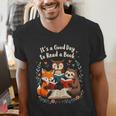 Its A Good Day To Read Book Cute Fox Sloth Owl Novel Reading Men's V-Neck T-Shirt