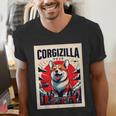 Japanese Art Corgi Dog Mom Dad Men's V-Neck T-Shirt