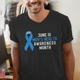 June Is Men’s Health Awareness Month Ribbon For Dad Grandpa Men's V-Neck T-Shirt