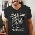 Just a Dad Who Always Came Back With The Milk Shirt Bigfoot Men's V-Neck T-Shirt