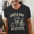 Just A Dad Who Always Came Back With The Milk Shirt Skeleton Men's V-Neck T-Shirt