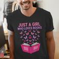 Just A Girl Who Loves Books Butterflies Reading Men's V-Neck T-Shirt