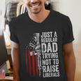 Just A Regular Dad Trying Not To Raise Liberals Father's Day Men's V-Neck T-Shirt