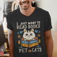 I Just Want To Read Books And Pet Cats Introvert Men's V-Neck T-Shirt I Just Want To Read Books And Pet Cats Introvert Men's V-Neck T-Shirt