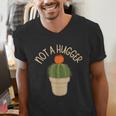Kawaii Grumpy Cactus Not a Hugger Plant Introvert Men's V-Neck T-Shirt
