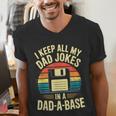 I Keep All My Dad Jokes In A Dad-A-Base Shirt Men Dad Joke Men's V-Neck T-Shirt