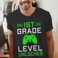 Kids 1st Grade Level Unlocked Back To School Gamer Graduation Men's V-Neck T-Shirt