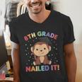 Kids 8th Grade Nailed It Monkey Graduation Men's V-Neck T-Shirt