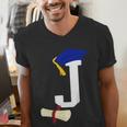 Kids Initial J Letter For Boys Preschool Graduation Kindergarten Men's V-Neck T-Shirt