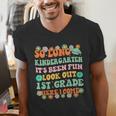 Kids So Long Kindergarten 1st Grade Here I Come Graduation Groovy Men's V-Neck T-Shirt