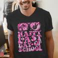 Last Day Of School Teacher Students School Graduation Groovy Men's V-Neck T-Shirt