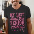 My Last First Day Senior 2026 Coquette Pink Bow Graduation Men's V-Neck T-Shirt