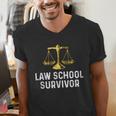 Law School Survivor Humor Law School Graduation Quote Men's V-Neck T-Shirt
