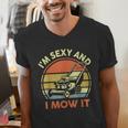 Lawn Mowing Dad Im Sexy And I Mow It Mower Garden Men's V-Neck T-Shirt Lawn Mowing Dad Im Sexy And I Mow It Mower Garden Men's V-Neck T-Shirt