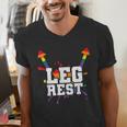 Leg Rest Naughty Dad Joke Vagitarian Lesbian Men's V-Neck T-Shirt