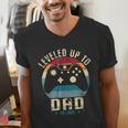 I Leveled Up To Dad 2025 Promoted To Daddy Soon To Be Father Men's V-Neck T-Shirt