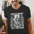 Life Is Short Buy The Book Introvert Skeleton Reading Men's V-Neck T-Shirt