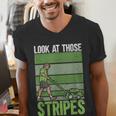 Look At Those Stripes Lawn Mowing Dad Lawn Mower Small Men's V-Neck T-Shirt