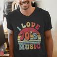 I Love 70's Music Retro Style Nostalgia Cassette 1970s Party Men's V-Neck T-Shirt