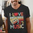 I Love 70's Music Retro Style Nostalgia Cassette 1970s Party Men's V-Neck T-Shirt