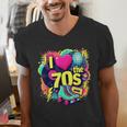 I Love The 70s Retro Cassette Roller Vinyl Nostalgia Vibes Men's V-Neck T-Shirt