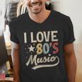 I Love 80's Music Retro Style Nostalgia Cassette 1980s Party Men's V-Neck T-Shirt