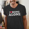 I Love Being Alone Introvert & Anxious Girl Red Heart Men's V-Neck T-Shirt