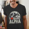 I Love Being Alpha Moonlit Wolf Meme Alpha Introvert Men's V-Neck T-Shirt