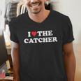 I Love The Catcher Baseball Softball Dad Mom Men's V-Neck T-Shirt