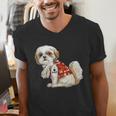 I Love Dad Tattoo Shih Tzu Dad Father's Day Men's V-Neck T-Shirt