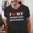 I Love My Introvert Boyfriend I Heart My Introvert BF Men's V-Neck T-Shirt I Love My Introvert Boyfriend I Heart My Introvert BF Men's V-Neck T-Shirt