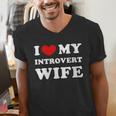 I Love My Introvert Wife I Heart My Introvert Wife Men's V-Neck T-Shirt
