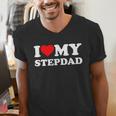 I Love My Step-Dad Heart Family Grandpa StepDad Bonus Dad Men's V-Neck T-Shirt