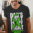 Lymphoma Cancer Awareness Lime Green Ribbon Dad's Fight Men's V-Neck T-Shirt Lymphoma Cancer Awareness Lime Green Ribbon Dad's Fight Men's V-Neck T-Shirt