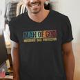 Man Of God Husband Dad Protector Christian Faith Fathers Day Men's V-Neck T-Shirt
