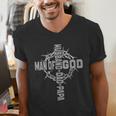 Man Of God Religious Christian Cross Husband Dad Fathers Day Men's V-Neck T-Shirt