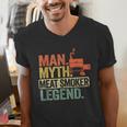 Man Myth Meat Smoker Legend Dad Grillfather BBQ Meat Smoking Men's V-Neck T-Shirt